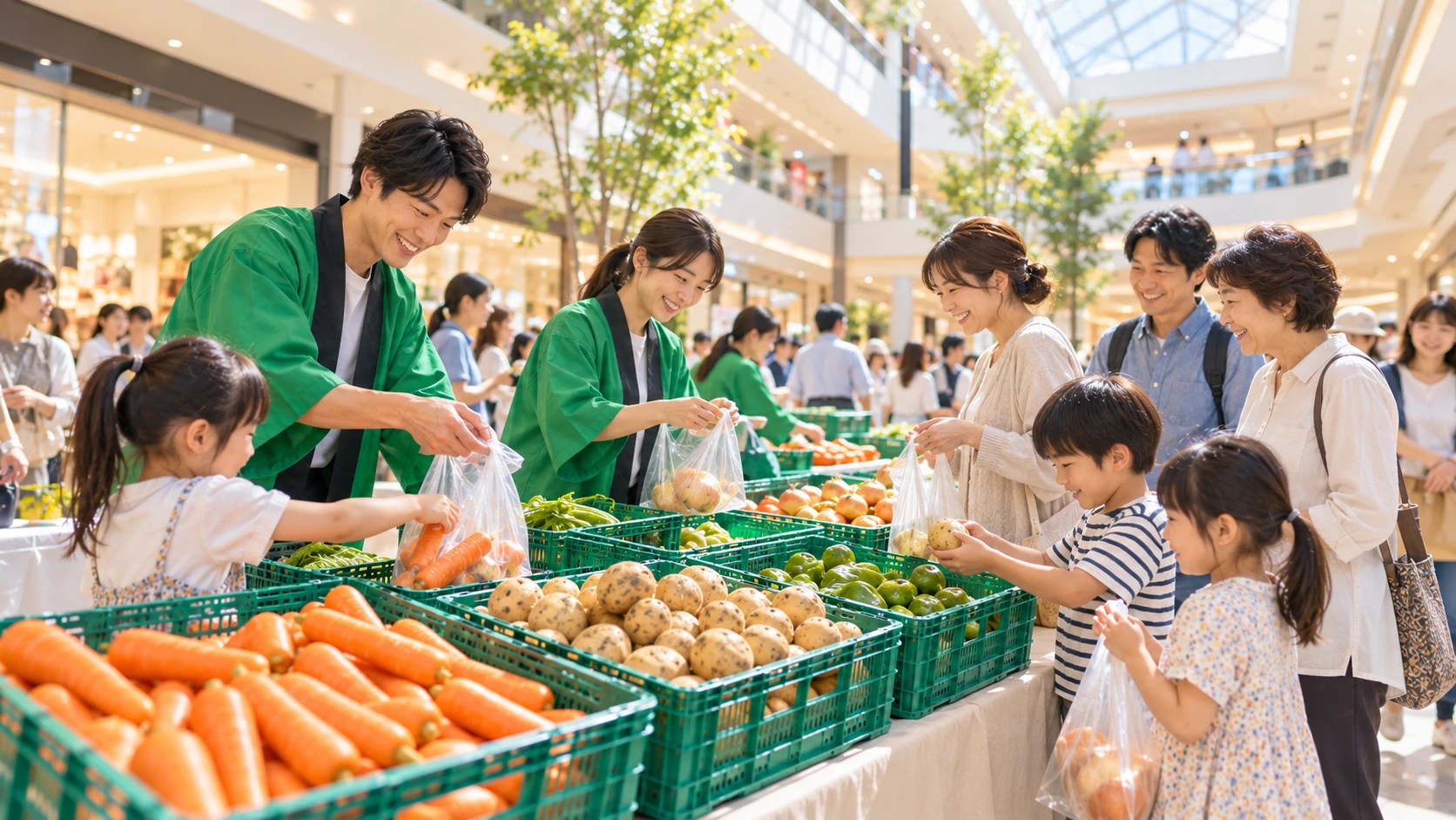 催事の丸投げ・一括手配イメージ：商業施設のアトリウムで開催される催事イベントの様子