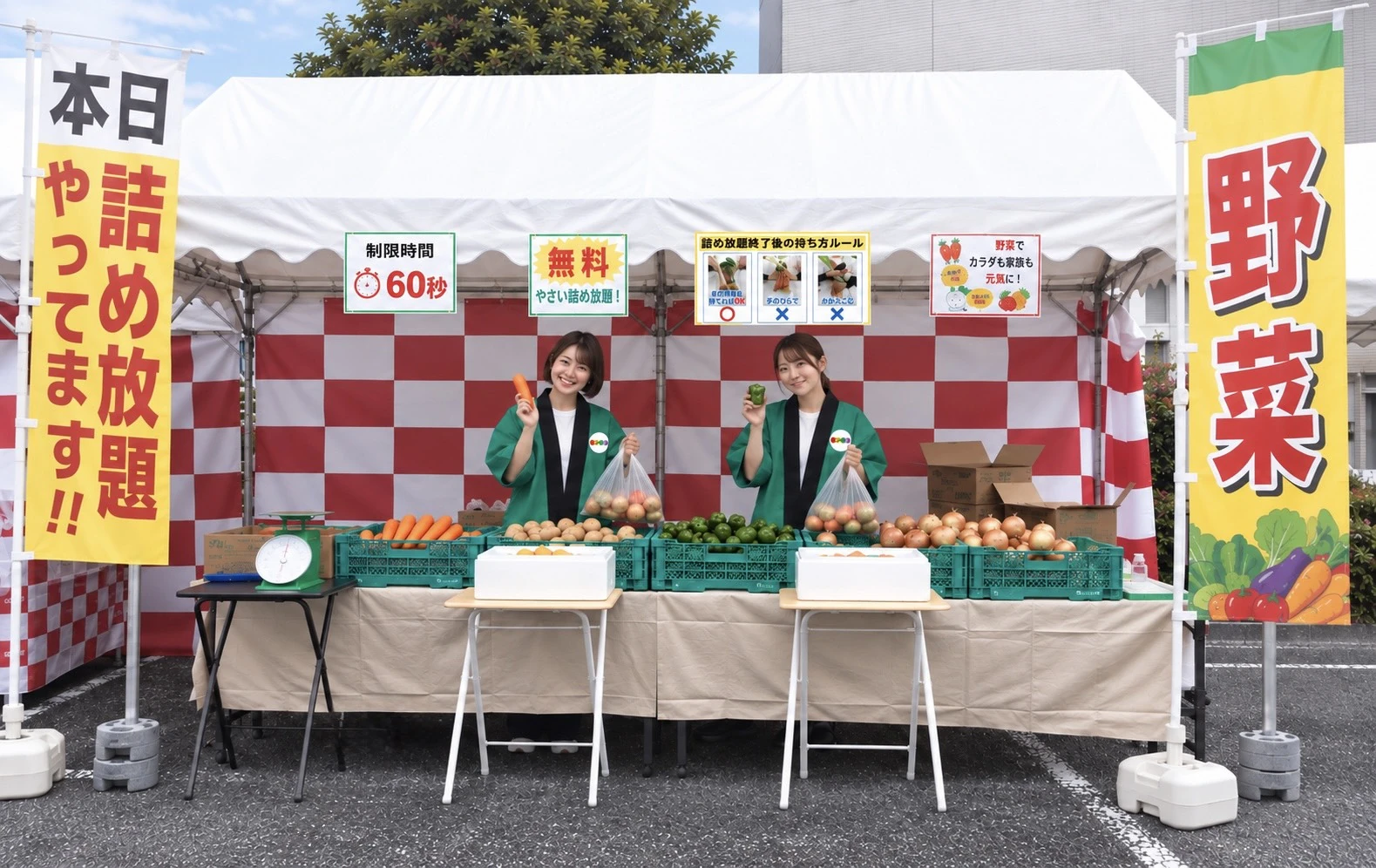 野菜詰め放題イベント設営の様子