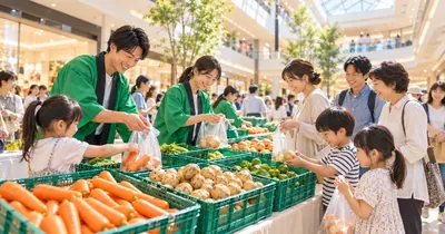 催事の丸投げ・一括手配イメージ：商業施設のアトリウムで開催される催事イベントの様子